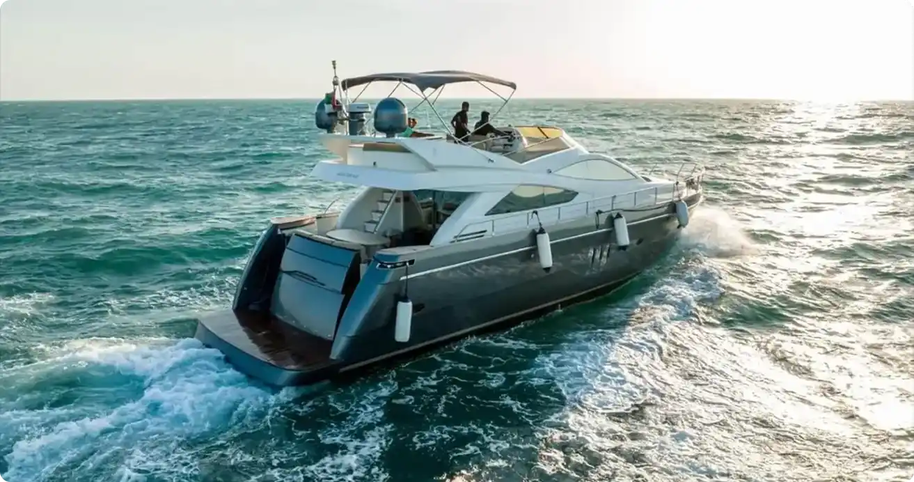 Host parties with a 70 ft yacht rental in Dubai for 33 guests